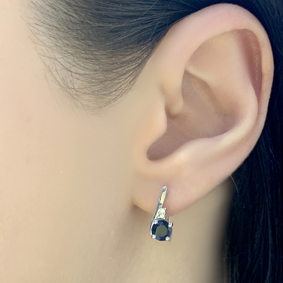 Серебряные серьги с сапфиром nano 0.744ct