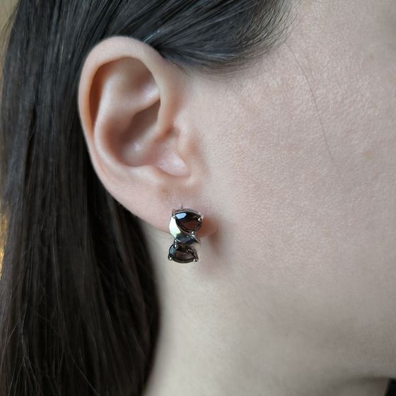 Серебряные серьги с раухтопазом (дымчатым кварцем) 3.842ct