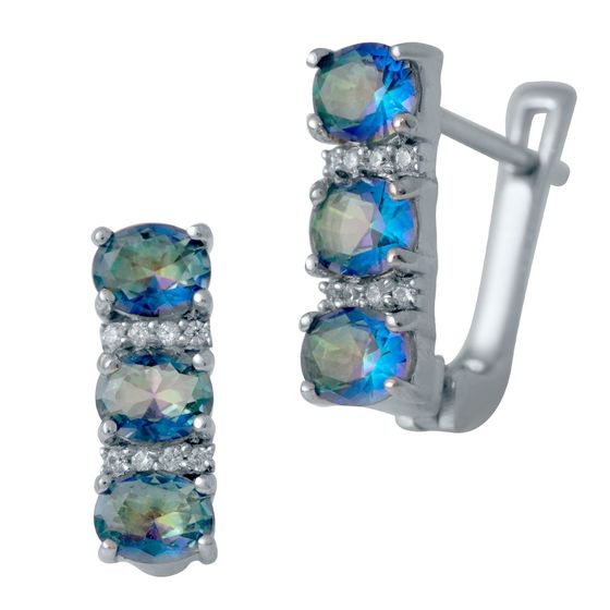 Серебряные серьги с мистик топазом 1.694ct