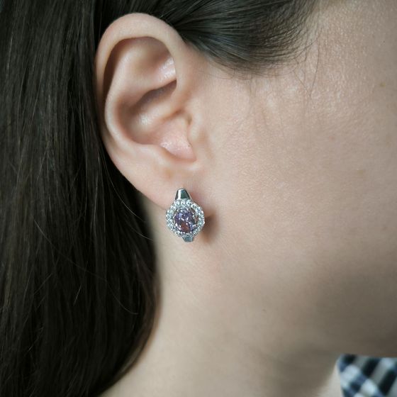 Серебряные серьги с аметистом 2.998ct