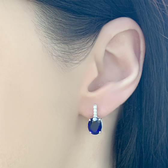 Серебряные серьги с сапфиром nano 3.225ct