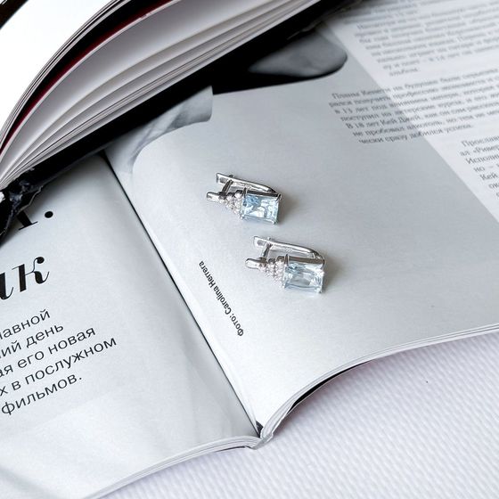 Серебряные серьги с топазом 3.897ct