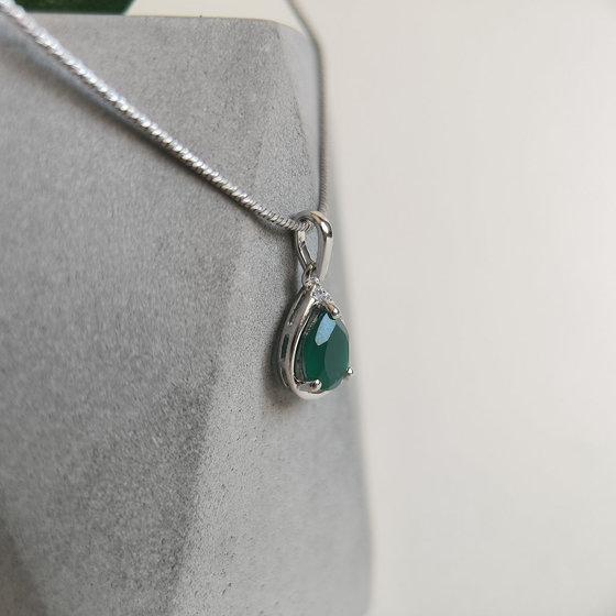 Серебряная подвеска с агатом 1.161ct, фианитами
