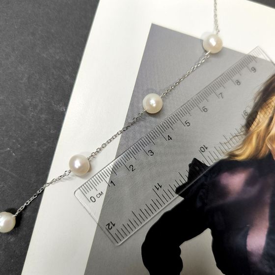 Серебряное колье с жемчугом барочным