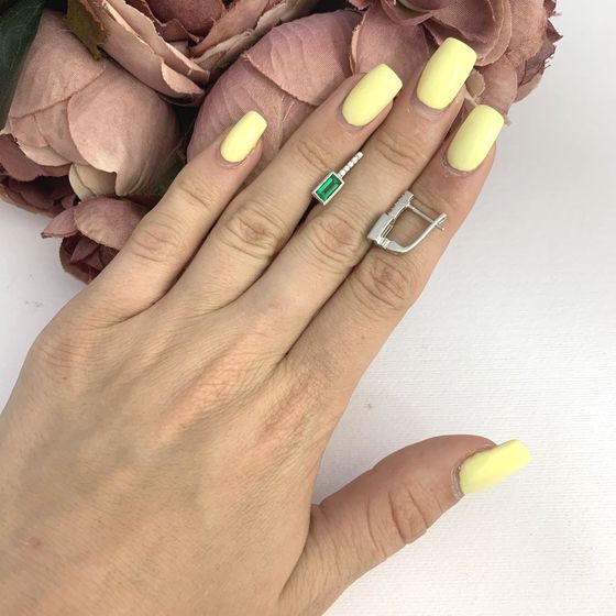 Серебряные серьги с изумрудом nano 0.737ct