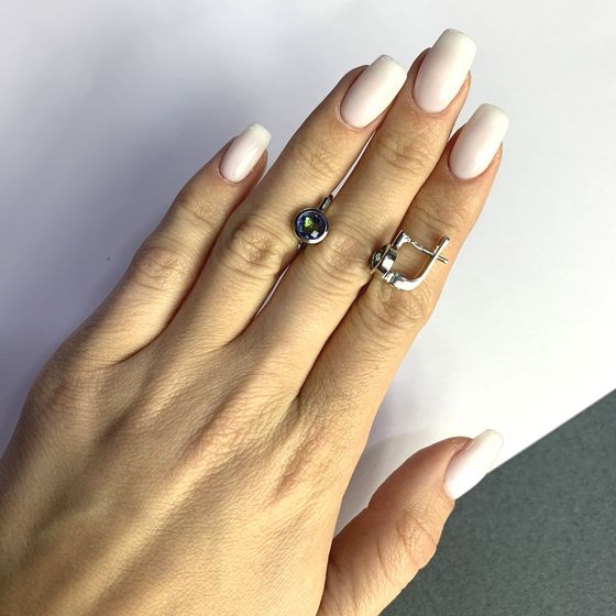 Серебряные серьги с мистик топазом 1.583ct