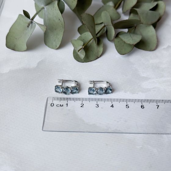 Серебряные серьги с топазом Лондон Блю 2.785ct