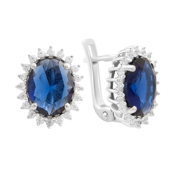 Серебряные серьги с сапфиром nano