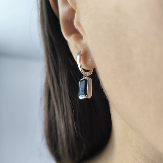 Серебряные серьги с сапфиром nano 3.65ct