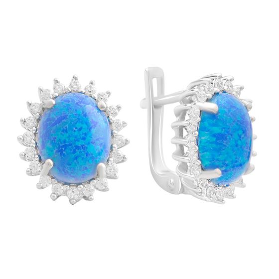 Серебряные серьги с опалом 2.533ct, фианитами