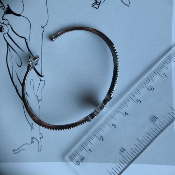 Серебряный браслет с перламутром, фианитами