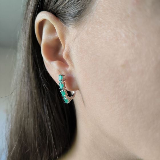 Серебряные серьги с изумрудом 1.675ct