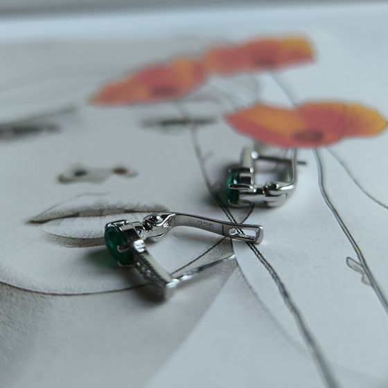 Серебряные серьги с агатом 0.955ct