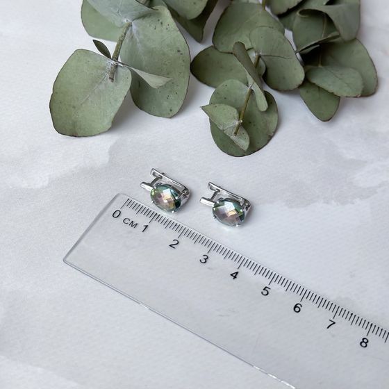 Серебряные серьги с мистик топазом 9.045ct