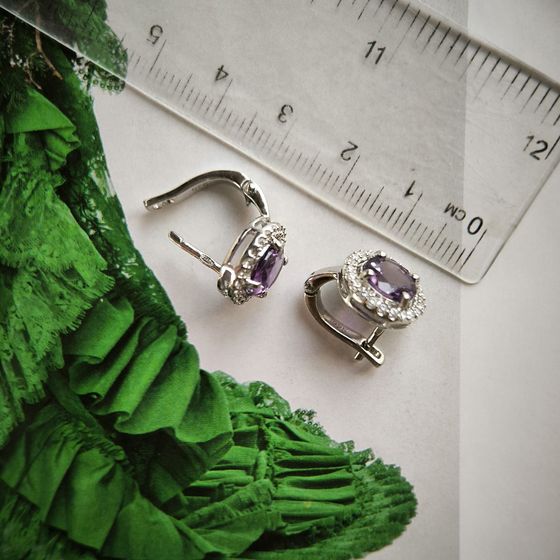 Серебряные серьги с аметистом 4.166ct