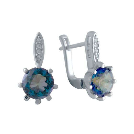 Серебряные серьги с мистик топазом 3.93ct