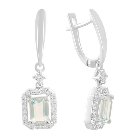 Серебряные серьги с топазом 3.499ct, фианитами