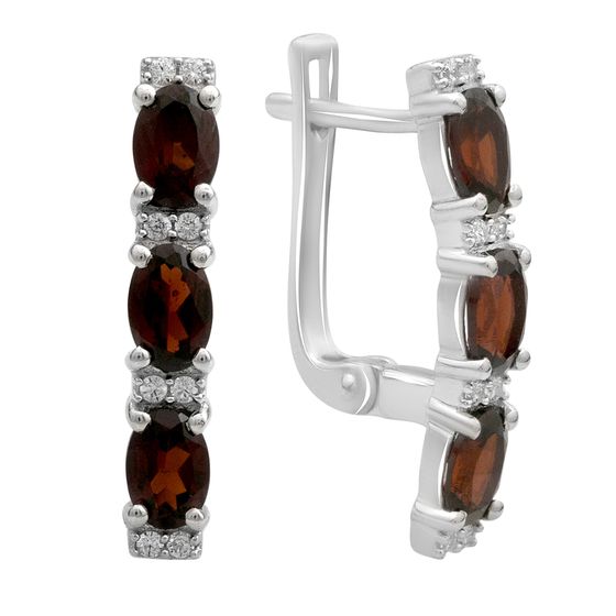 Серебряные серьги с гранатом 3.642ct