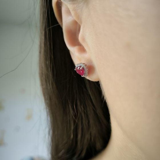 Серебряные серьги с рубином 2.867ct