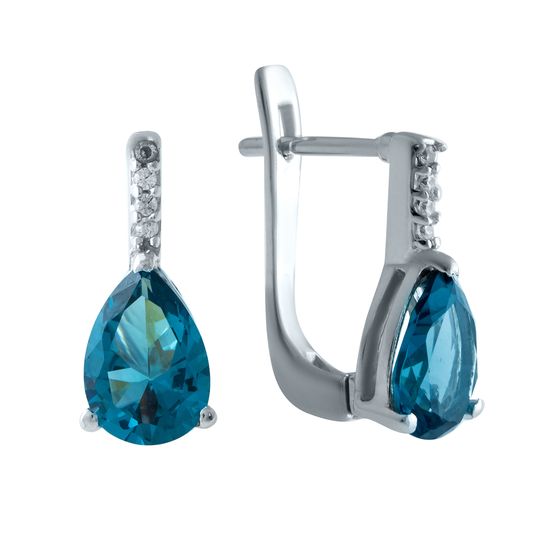 Серебряные серьги с топазом Лондон Блю 3.25ct