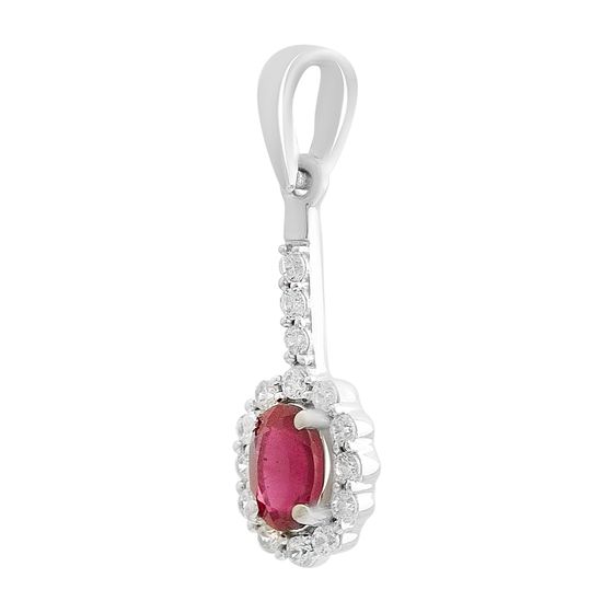 Серебряная подвеска с рубином 1.113ct, фианитами