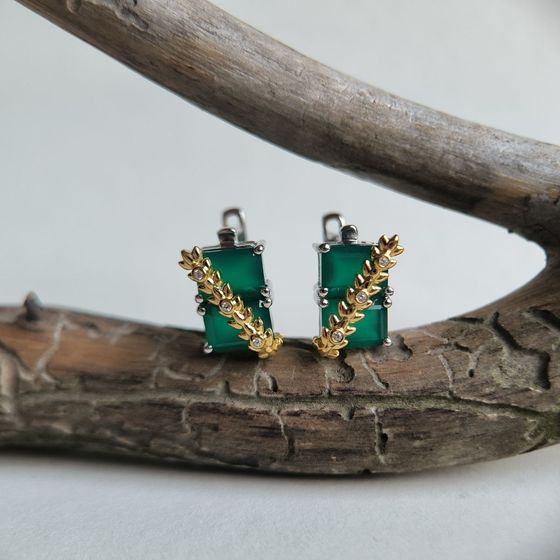 Серебряные серьги с агатом