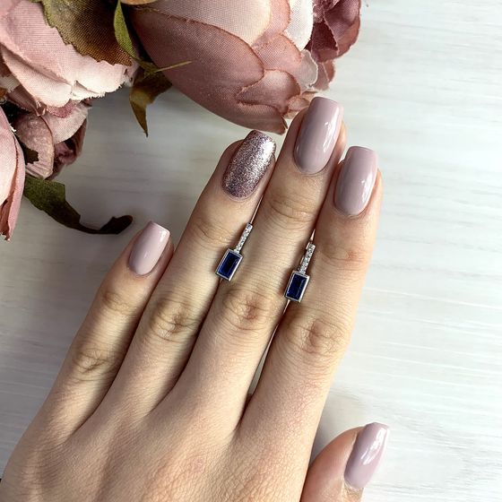 Серебряные серьги с сапфиром nano 0.753ct