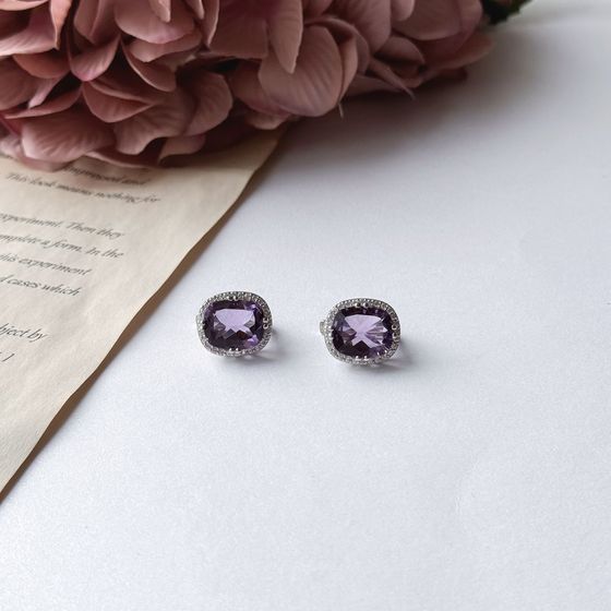 Серебряные серьги с аметистом 10.782ct