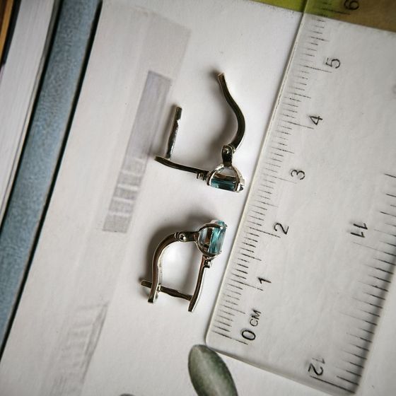 Серебряные серьги с топазом Лондон Блю 1.13ct