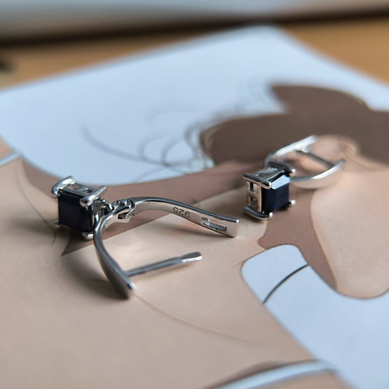 Серебряные серьги с сапфиром 1.528ct