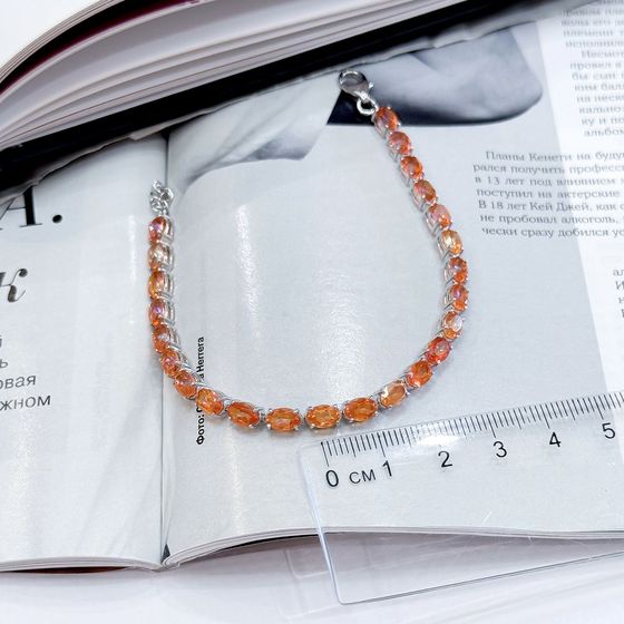 Серебряный браслет с золотим кварцем