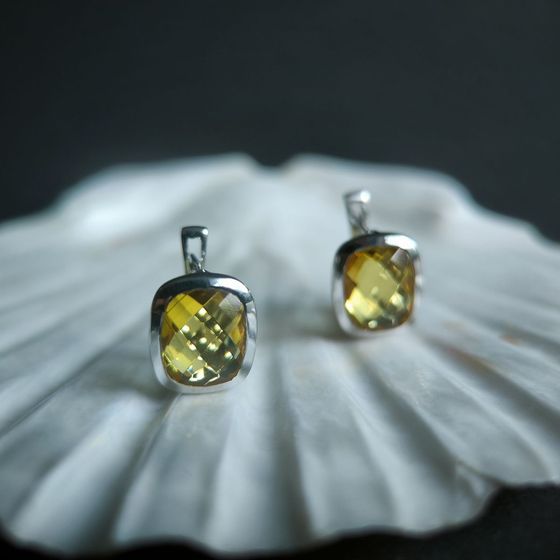 Серебряные серьги с цитрином nano