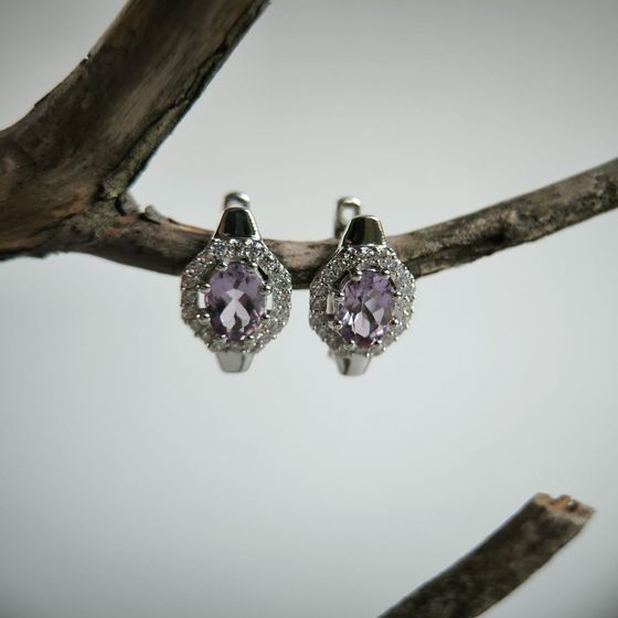 Серебряные серьги с аметистом 2.998ct