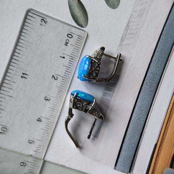 Серебряные серьги с опалом 4.012ct