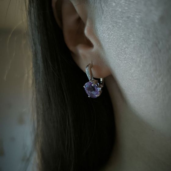 Серебряные серьги с аметистом