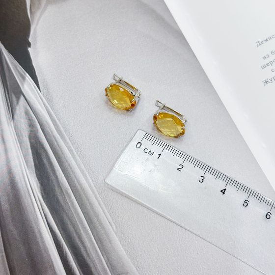 Серебряные серьги с цитрином nano 10.5ct