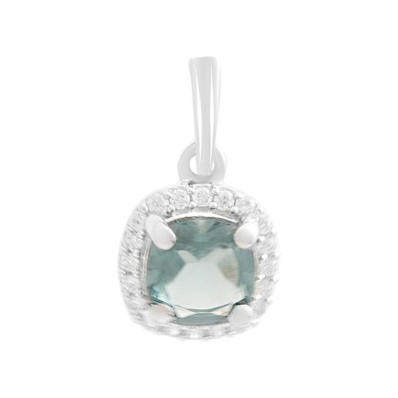 Серебряная подвеска с топазом Лондон Блю 1.062ct, фианитами