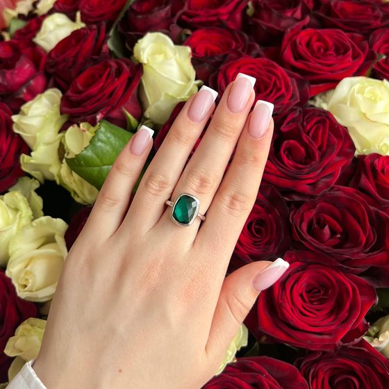 Серебряное кольцо с аквамарином nano