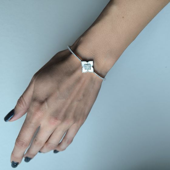 Серебряный браслет с перламутром, фианитами