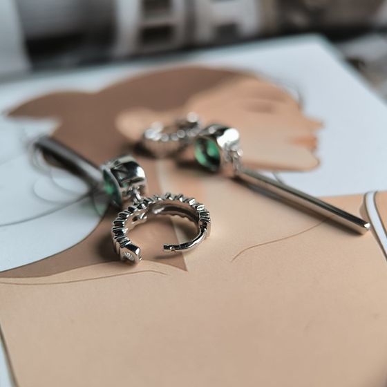 Серебряные серьги с агатом 1.55ct