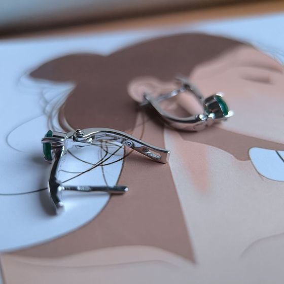 Серебряные серьги с агатом 1.069ct