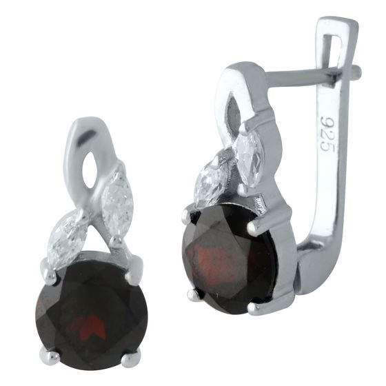 Серебряные серьги с гранатом 3.513ct