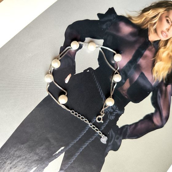 Серебряный браслет с жемчугом