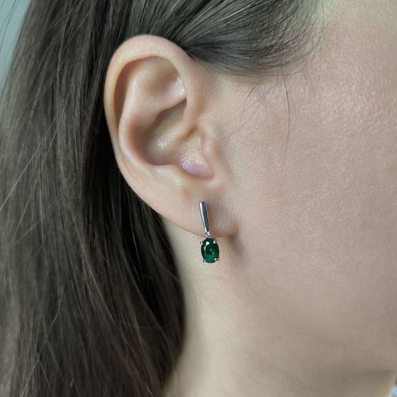 Серебряные серьги с изумрудом nano 1.188ct
