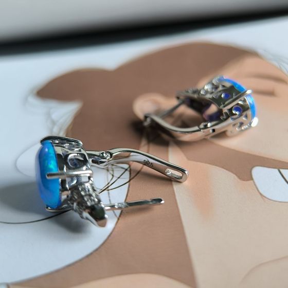 Серебряные серьги с опалом 4.012ct