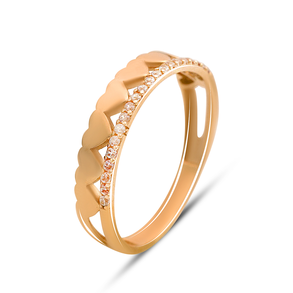 Золотое кольцо с фианитами 0.21ct