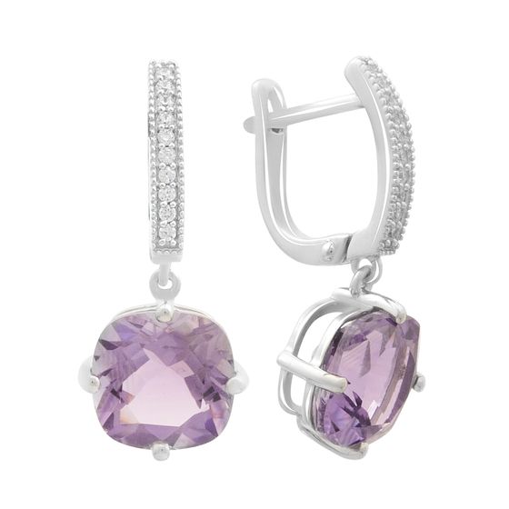 Серебряные серьги с аметистом 7.85ct