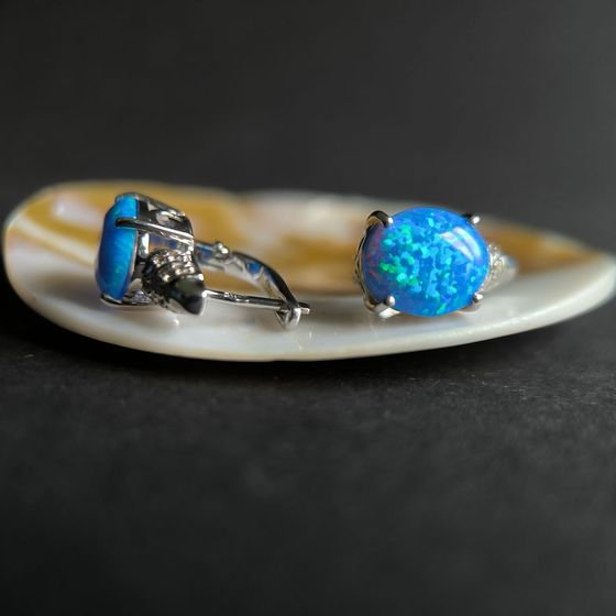 Серебряные серьги с опалом 4.012ct