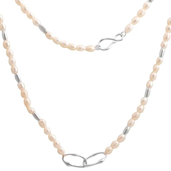 Серебряное колье с жемчугом барочным