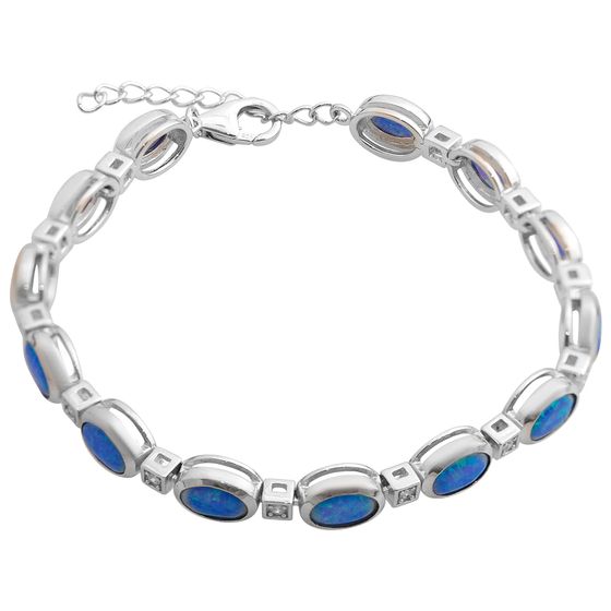 Серебряный браслет с опалом 4.227ct, фианитами